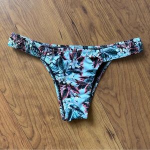 NWOT Mamazoo Swim Floral Scrunch Band Bikini Bottom, Black/Multi